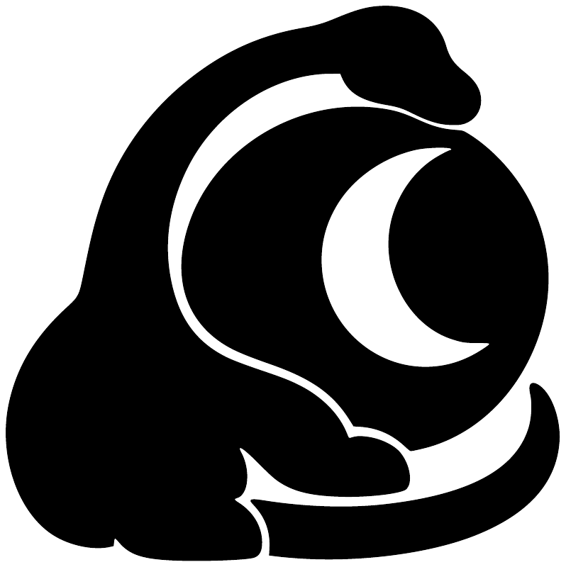 Black-and-white sleeping longneck vinyl decal with crescent moon face