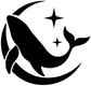 Moon and whale glow-in-the-dark vinyl decal graphic with star accents