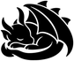 Glow-in-the-dark vinyl dragon decal: black and white dreaming dragon silhouette
