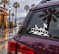 Glow-in-the-dark vinyl rover decal, white planet explorer design on car window