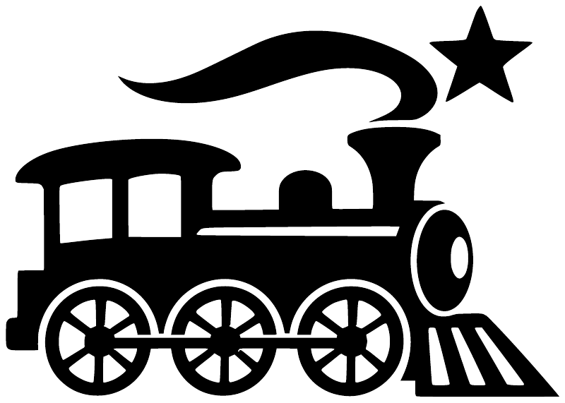 Black vinyl train, star, and smoke-stack detail decal