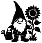 Black gnome gardener vinyl decal with sunflower and watering can