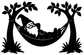 Black gnome hammock vinyl decal with sleepy figure in a hanging hammock