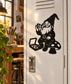 Pizza night gnome vinyl decal: black gnome holding pizza slice by pizza box.