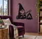 Black gnome campfire vinyl decal with hat, torch, and burning logs