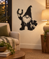 Black gnome vinyl decal with horseshoe and clover design
