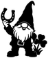 Black gnome vinyl decal silhouette holding a horseshoe and clover