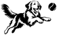 Fetch champion vinyl decal featuring a golden retriever fetching, black silhouette on white