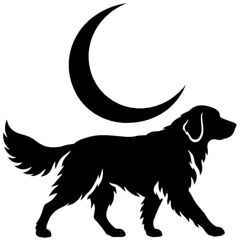 Crescent moon and Golden Retriever silhouette vinyl decal