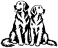 Two golden retrievers vinyl decal graphic, black and white standing side by side