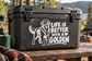Golden vinyl decal featuring a golden retriever with 'Life is Better With a Golden' text.