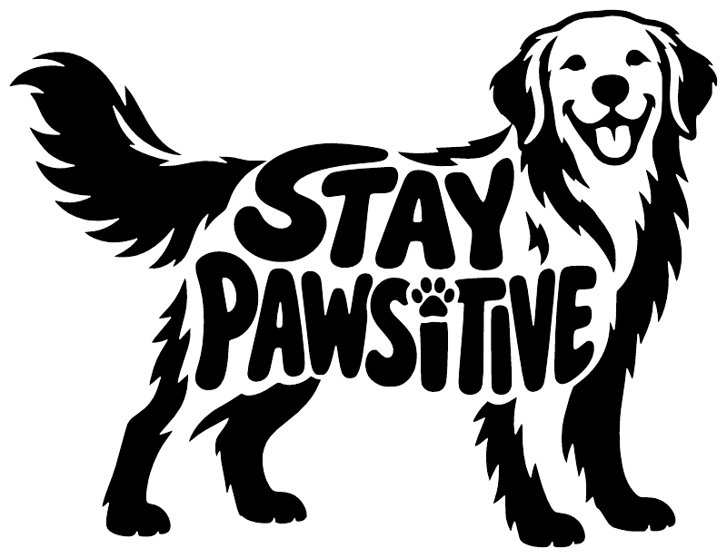 Black golden retriever vinyl decal with STAY PAWSITIVE