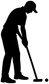 Golf putting vinyl decal with black golfer silhouette holding a putter