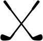 Golf crossed irons crest vinyl decal, bold black and white crossed clubs icon