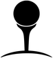 Black golf tee icon vinyl decal close-up, large circle with tee silhouette