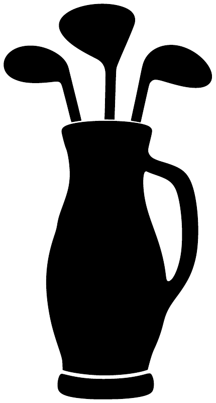 Black golf bag vinyl decal icon on white background