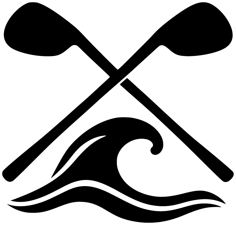 Golf coastal vinyl decal graphic: crossed golf clubs and wave, black and white