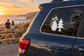 Golf theme vinyl decal on car rear window, bottle icon with pine tree