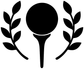 Black golf laurel tee vinyl decal silhouette with ball circle and leaf branches