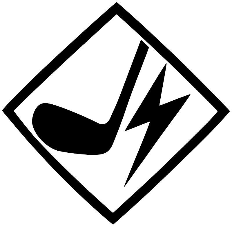 Golf lightning vinyl decal logo with black tee and lightning bolt in white