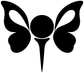 Golf butterfly vinyl decal close-up, black butterfly shapes with club-shaped center