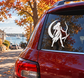 Vinyl decal of archer woman silhouette with moon, white cutout design