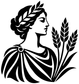 Vinyl decal design: black goddess profile with laurel/wheat leaves and floral shapes