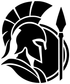Ares battle crest vinyl decal (GreekGodCX011) close-up, black-and-white Spartan helmet emblem