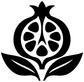 Pomegranate vinyl decal close-up, black symbol with white outline and leaf details