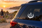 Triple torch vinyl decal with flame icon on car window