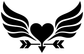 Black heart with stylized wings and arrow chevrons vinyl decal