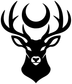 Stag moon vinyl decal, black silhouette stag head with crescent moon and antlers