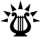 Black Apollo sun lyre vinyl decal symbol on white background