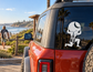 Vehicle vinyl decal: seated sky-bearer with moon, GreekTitanCX001