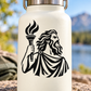 Vinyl decal of Prometheus holding a flaming torch with a bearded profile