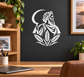 Greek-style helmet crest vinyl decal with laurel leaves, white silhouette on dark surface
