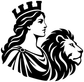 Black Greek-style guardian vinyl decal: woman profile with lion head