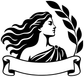 Black Greek goddess profile vinyl decal with laurel leaves and ribbon banner