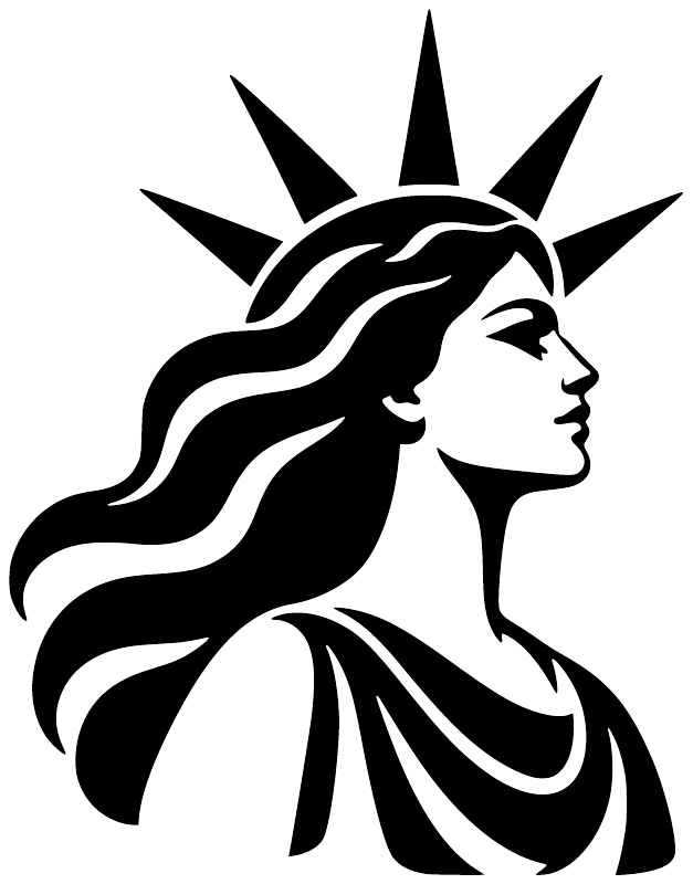 White and black vinyl decal of Greek goddess head with spiked crown