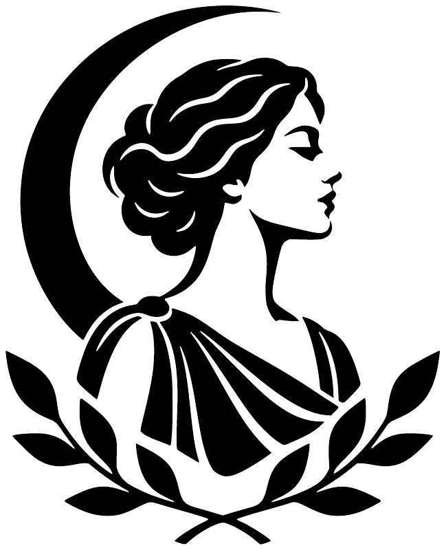 Black Greek laurel woman head vinyl decal emblem