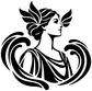 Vinyl decal of a white Greek river woman profile with flowing hair