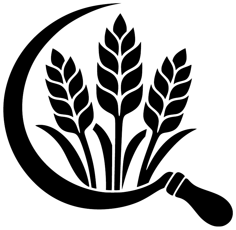 Black wheat-in-circle vinyl decal with sickle handle, high-contrast design