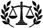 Vinyl decal closeup: black laurel wreath framing balance scale icon