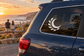 GreekTitanCX025 vinyl decal: black crescent moon with leaf branch on car window
