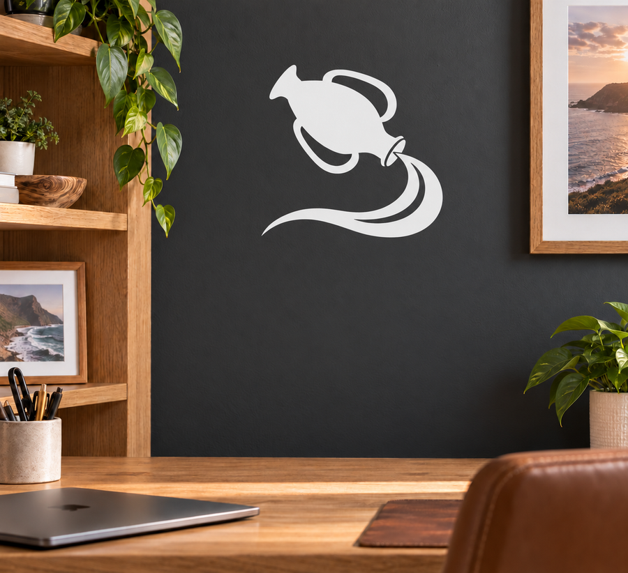 Tethys water vessel vinyl decal, gray sea-creature and wave design