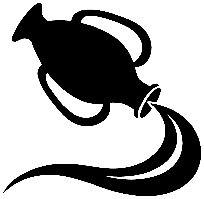 Tethys water vessel vinyl decal, black sea-creature and wave swirl