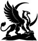 Black winged griffin vinyl decal with curved tail detail