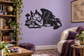 Griffin reading books vinyl wall decal, black and white silhouette