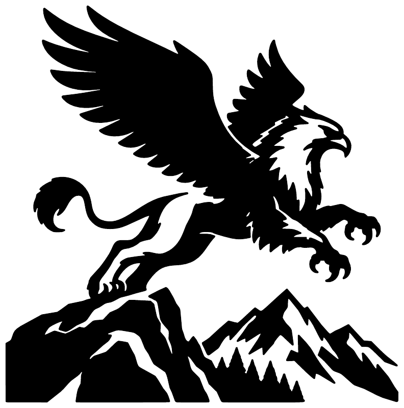 Black griffin vinyl decal silhouette with wings and clawed paws