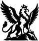 Black-and-white griffin vinyl decal with raised crown and spread wings